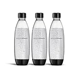 SodaStream 0,8L BPA-freie FUSE Kunststoffflasche schwarz | Spülmaschinengeeignet | Kompatibel mit DUO, E-DUO, Terra, uvm. | 3er-Pack