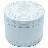 Green Genie Premium Keramik Grinder - Weiß - ⌀63mm groß - Keramik beschichtet - inkl. Glasmundstück, Pinsel. Pollenschaber und hochwertiger Tragetasche