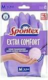 SPONTEX Extra Comfort, Premium-Haushaltshandschuhe mit weichem Textilfutter, ideal für alle Putzarbeiten im Haushalt, 30°C waschbar, Größe M (7-7, 5), 1 Paar, Lila, m (1 pair)