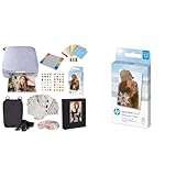 HP Sprocket Portable 2x3 Zoll Sofortbilddrucker (Lila) Starter-Kit & Sprocket 5x7,6 cm Premium Zink Sticker Fotopapier (20 Blatt) Kompatibel Sprocket Fotodruckern