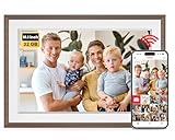 FRAMEO Digitaler Bilderrahmen WLAN 10,1 Zoll - 1280x800 IPS Touchscreen Digitale Bilderrahme, 32GB Speicher, Auto Rotation Elektronischer Fotorahmen, Teilen Sie Fotos/Videos Sofort (Holzmaserung Weiß)
