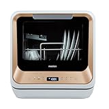 MEDION Mini Geschirrspüler DWT20 (Tischgeschirrspüler, Spülmaschine, 2 Maßgedecke, funktioniert mit/ohne Wasseranschluss, 6 Reinigungsprogramme, Babyflaschen, Startzeitvorwahl, freistehend) gold