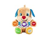 Fisher-Price Lernspaß-Hündchen mit DREI Stufen | sprechendes Kuscheltier mit Musik als Kinderspielzeug und Baby Spielzeug | Interaktiver Teddybär, Version: Polnisch, FPM71