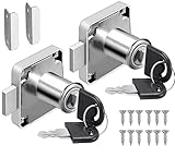 Litensh 2PCS Cam Lock 22mm, Sicherheits Schrankschloss mit Schlüssel, Verschiedene Möbelschloss Aufschraubschloss Möbelschloß für Möbelschrank Briefkasten Schublade Haushalt Büro