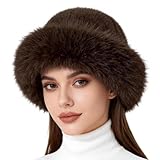 APODESS Pelzmütze Damen, 2026 Neu Plüschmütze Faux Fuchs Pelz Wintermütze für Damen Warm Weich Russische Mütze für Reisen, Camping und Skifahren (DE/NL/SE/PL, Alphanumerisch, M, L, Braun)