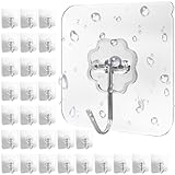 4smile Klebehaken extra stark, 30 Stück, 10 kg Klebehaken outdoor wetterfest, wasserdichte Haken selbstklebend, Wandhaken selbstklebend, transparent - Decke und Wand, Mehrzweck für Küche, Bad