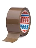 tesa tesapack 64014 - Geräuscharmes Paketklebeband zum Verpacken von Paketen und Versandschachteln - braun - 66 m x 50 mm