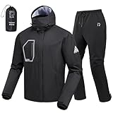 RIDEIRON Motorrad Regenkombi Herren 2-Teiler – Wasserdichte Motorrad Regenbekleidung 15000mm mit Reflektoren, Optimierter Schnitt, Doppelverschluss & Abnehmbarer Kapuze, Leicht Tragbar-XL