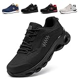 LARNMERN PRO Arbeitsschuhe Herren Sicherheitsschuhe Sportlich Stahlkappenschuhe Arbeitsschutzschuhe Schutzschuhe mit Stahlkappen Mattes Schwarz 42 EU