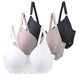 XCXC 3er Pack Damen BHS mit Bügel 85–115 B/C Große Größen Push-Up Spitzen-BH mit Verstellbaren Trägern Leicht Atmungsaktiv Komfort Unterwäsche für Alltag und Freizeit
