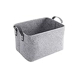 LITLANDSTAR Felt Storage Basket, faltbar Filz aufbewahrungsbox für Regal, Wäsche,Schrank,Spielzeug oder Toilettenpapier, 33 * 20 * 23cm, hellgrau