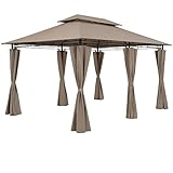 CASARIA® Pavillon Topas 3x4m Metall Wasserabweisend UV-Schutz 50+ mit Seitenteile Stabil Gartenpavillon Luxus Modern Taupe