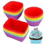 TDUNSYA Silikon Muffinförmchen, 36 Stück Cupcake Förmchen, Wiederverwendbare Silikonformen, Muffinformen Silikon, Muffinförmchen für Kuchen, Backformen für Kuchen,Eincreme,Dessert und Pudding