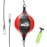 Victop Doppelendball PU Boxen Boxbirne Doppelter Endgeschwindigkeits Ball Set Drehwirbel Speedball Punchingbälle mit Boxreflexkugel und Pumpe für Fitnessstudio MMA Boxen （20cm）