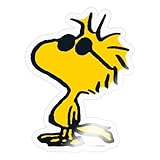 Spreadshirt Peanuts Woodstock Sonnenbrille Cool Sticker Aufkleber, 10 x 10 cm, Transparent glänzend