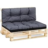 Amazinggirl Palettenkissen Outdoor Waschbar Set: 40x120 cm + 80x120 cm - Pallettensitzkissen Europaletten Sitzkissen Polster Graphit