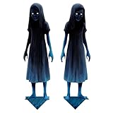 Hogvinnatil Zwillingsbodenheringe für Halloween, gruselige Zwillinge aus Metall, 2 Stück | Zubehör zum Einstecken in den Boden für Spukhaus, Halloween, im Freien