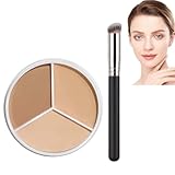 Concealer,Tri-Color Concealer Make Up,Full Cover Concealer Palette,Corrects Dark Circles Red Marks Scars, Dreifarbige Concealer mit Pinsel Mit Concealer Pinsel, Für Das Tägliche Make-up (1PC, 15g)