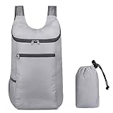 HNKJDS Leichter verstaubarer Wanderrucksack, klein, für Reisen, Camping, Tagesrucksack, lässige Outdoor-Schultertasche für Damen und Herren, GRAU, Reiserucksäcke