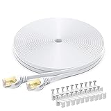 BUSOHE Cat 8 Ethernet-Kabel 20m, Hochgeschwindigkeits- Gigabit RJ45 LAN Netzwerkkabel, 40Gbps 2000Mhz Internet Patchkabel Kompatibel mit Router, Modem, PC, Laptop, Drucker (weiß)