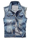 MERCIY Herren Beiläufiger Denim Weste Jacke Klassische...