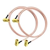 Superbat SMA Kabel 1m 2 Stück - WLAN Antenne Verlängerungskabel,50 Ohm Doppelabschirmung Antennenkabel,Dual SMA Winkelsteckverbinder für 4G LTE Wifi Router Gateway Handy SDR USB Dongle Empfänger