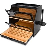 Brotkasten aus Bambus – 2-stöckige Brotbox mit Schneidebrett & Schublade, Belüftung, Messerhalter, Magnetverschluss & rutschfestem Boden – Platz für Butterdose & Gewürze, großer Brotkasten mit Deckel