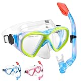 Schnorchelset Kinder - Taucherbrille Kinder mit Schnorchel Anti Leck Anti Fog HD Tauchmasken Dry Schnorchel für 4-13 Jahren Jungen Mädchen