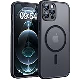 TOCOL für iPhone 12 Pro Max Hülle für Magsafe, Vollständiger Kameraschutz Stoßfest Kratzfest Transluzente Rückseite Magnetisch Handyhülle für iPhone 12 Pro Max Case, Schwarz