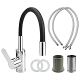 LxsNyvantic Küchenarmatur 360°Schwenkbar–Einhebel Mischbatterie Aus Zinklegierung, Mit Keramik Kartusche, Für Kalt-Warmwasser,Mit 2 Edelstahl Flexschläuchen,Wasserhahn Mit Mehrschicht Filter
