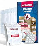 Gerobug Schabenfalle 12 STK. inkl. Ködertabletten - Kakerlakenfalle zur Befallsermittlung von Schaben in Allen Wohnräumen - Mit Ebook mit Tipps zur Schaben-Vertreibung