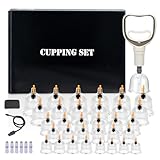 32 Stück Schröpfgläser mit Vakuumpumpe, Schröpfglas zur Gegen Cellulite, Spannung und Entspannen Muskeln, Schröpfen für Gesicht und Körper, Schröpfset mit Akupressurpunkt Magneten