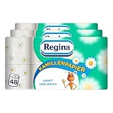 Regina Kamillenpapier 3-lagiges Toilettenpapier, 48 Rollen-Packung (3 x 16 Einzelpackungen), 150 Blatt pro Rolle, Sanft und zuverlässig, Mit einem Hauch von Kamille, FSC-zertifiziertes Papier