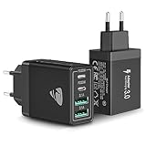 2-Pack USB C Ladegerät, 4-Port Adapter Mehrfach mit USB-C und USB-A, 40W Schnellladegerät PD 3.0 Charger Power Netzteil für iPhone 15 Pro Max 14 13 12 11 SE XS XR,Samsung,Handys