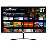 Smart Tech Smart Monitor 27 Zoll, FHD Monitor Android, mit Lautsprechern, Bluetooth, WiFi, Sprachgesteuerte Fernbedienung, HDMI, USB, Neigung verstellbar, (HDMI-Kabel enthalten)