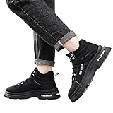 Cowboystiefel für Herren - Leder Cowboy Boots Stiefeletten Winterschuhe Gefüttert Stylish Plateau Knöchel Boots High Top Warme und rutschfeste Stiefel Herren Winter Traillaufschuhe