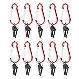 Xjdzineq Zeltklemme, winddicht, Krokodilklemme, für Camping, Zelt, Zeltgriff, mit Karabiner, Zeltgriff, 10 Stück