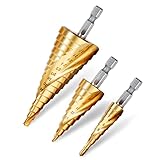 Rovtop 3PCS Spiralnut Stufenbohrer Set aus HSS Edelstahl...