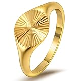 YeGieonr Edelstahl Ring Damen,Gold Ringe Frauen Wasserfest Schmuck, Non-Tarnish Vergoldete Ring Modeschmuck Geschenk für Frauen und Mädchen (Sonnendurchbruch, 55(17.3))