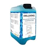 Dellwing Glasreiniger Carnauba 2,5 l, anwendungsfertiger Scheibenreiniger mit Versiegelung, ideal für verglaste Flächen, Spiegel und Kacheln, Fensterreiniger, Made in Germany