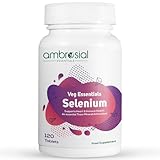 Ambrosial Selen Selenomethionin 200mcg | Hochfestes Selen Selenomethionin Ergänzungen | Unterstützt das Immunsystem, gesundes Haar, Haut und Nägel (Packung mit 1-120 Tabletten)