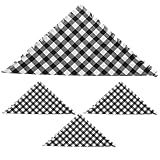 Gatuida Schwarze Baumwollservietten mit Karomuster 45cm Waschbare Tischservietten mit Fransen Dekorative Stoffservietten für Indoor Outdoor Rustikaler Stil für Festessen und Alltag