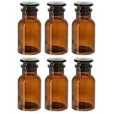 Annastore Apothekerflasche Braunglas mit Glasstopfen und Weithals - Apothekerglas - Stopfenflasche - Weithalsflasche - Apothekergläser - Rundschulterflaschen Größe 6 x 125 ml