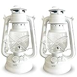 BESTIF Petroleumlampe für Innenräume Nostalgische Strumlaterne mit Docht Öl-lampe Weiß (2er Set Weiß)