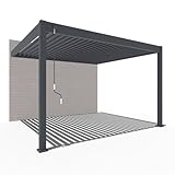 WEIDE® Deluxe Wall Pavillon mit Lamellendach I Rostfreie & Robuste Voll-Aluminium Wand Pergola I Optimaler Schutz vor Sonne & Regen Dank verstellbaren Aluminium-Lamellen (3,6 x 4 M, Anthrazit)