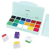 INK LAB HIMI Gouache Farben Set 18 Farben x 30 ml Gouache Paint Ungiftige Einzigartiges Gelee Cup Design mit Palette für Künstler Studenten Kinder