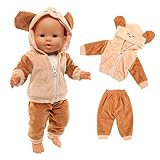 Miunana Kleidung Bekleidung Outfits für Baby Puppen, Puppenkleidung 35-43 cm, 2 teilig, Jacke Hose (Braun)