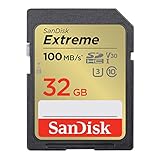 SanDisk Extreme SDHC UHS-I Speicherkarte 32 GB (V30, 100 MB/s Übertragung, U3, 4K UHD Videos, wasserdicht, stoßfest, temperaturbeständig)