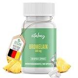 Vitabay Bromelain hochdosiert 500mg - 100 Vegane Kapseln - Bromelain Kapseln aus Ananas Extrakt - Magensaftresistent - Bromelain Tablette Ananas Enzym - Laborgeprüft & aus hochwertigen Rohstoffen