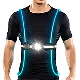 Lauflicht mit Reflektoren, Sport lauflampe joggen brustlampe, USB Wiederaufladbare Running Light mit Sicherheitslicht und bunte Riemen, LED lauflampe brustlampe zum joggen für Läufer Joggen Camping